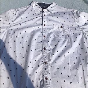 Lee White Nautical Casual Dress Shirt